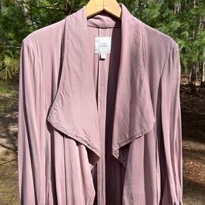 Thread + Supply Dusty Pink Duster Cardigan Trench Jacket Size L Girly Feminine
